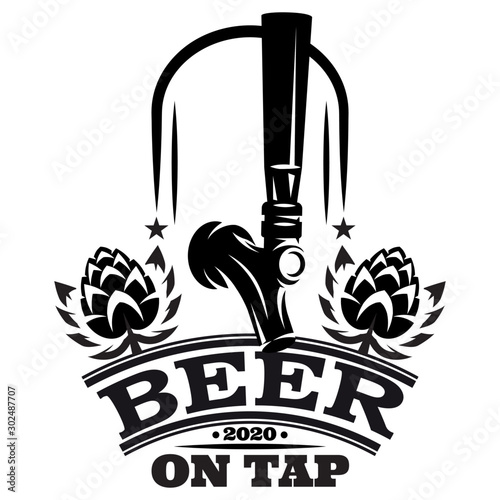 Vector illustration with beer tap and inscription