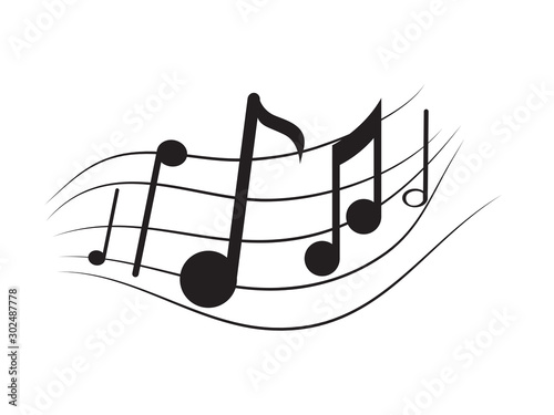 Isolated musical pentagram with musical notes - Vector illustration