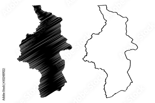 Cuvette-Ouest Department (Departments of the Republic of the Congo, Congo-Brazzaville, Congo Republic,RotC) map vector illustration, scribble sketch Cuvette Ouest (Western Cuvette) map