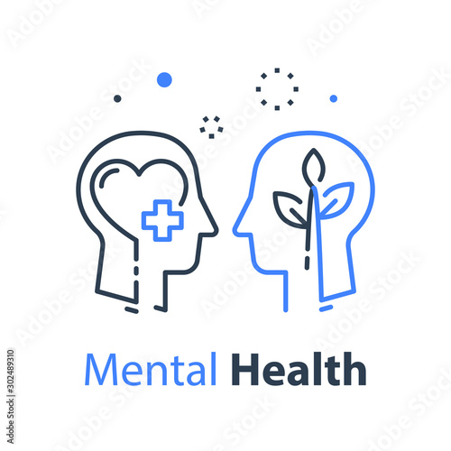 Mental health, human head, psychological help, psychiatry concept