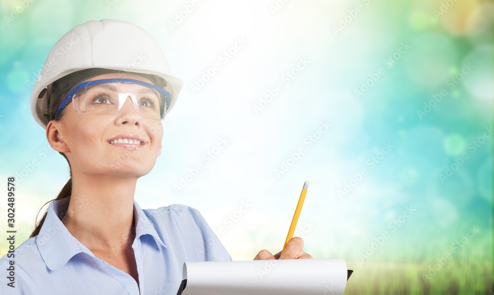 Portrait of young student of architecture on background Portrait of young student of architecture on background