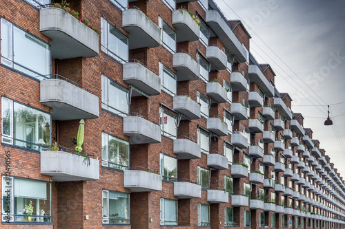 Vestersøhus—one of the most important works of Danish functionalism. Residential condominium building in Vestebro, Copenhagen, Denmark. photo
