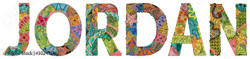 Male name JORDAN. Vector decorative zentangle object