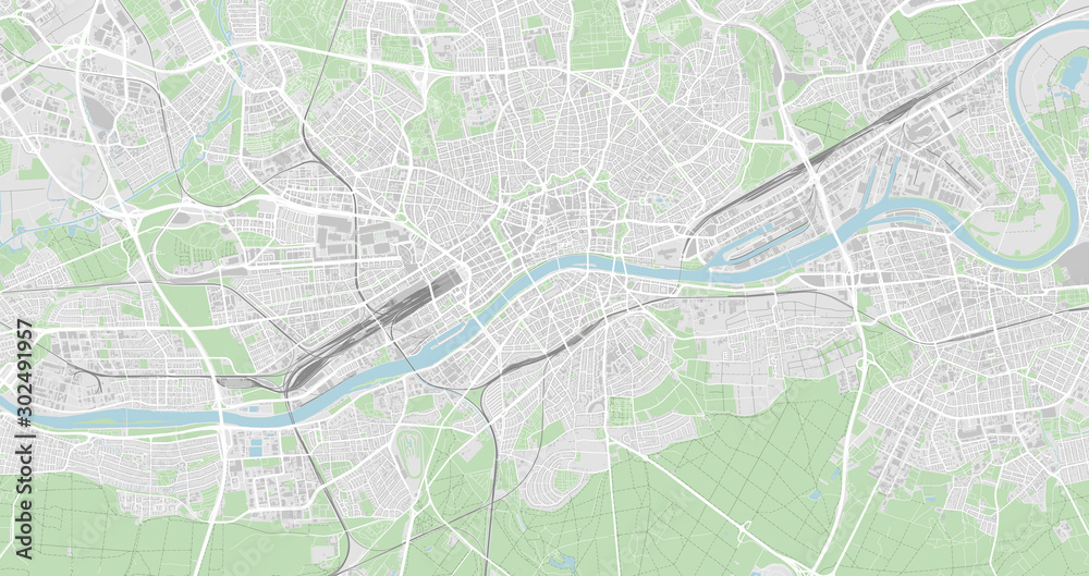 Fototapeta Detailed map of Frankfurt, Germany