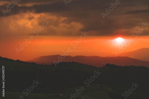 reddish sunset under the mountains
