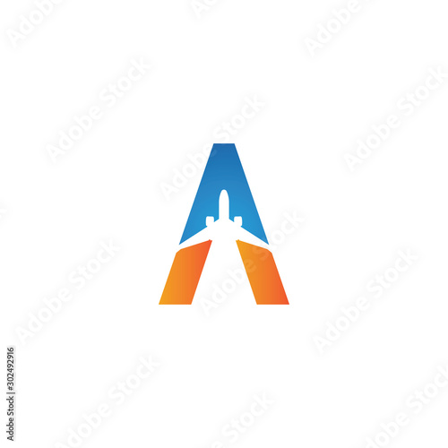 letter A Air travel logo design template-vector
