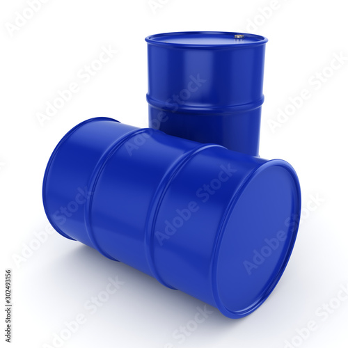 3D rendering blue barrels
