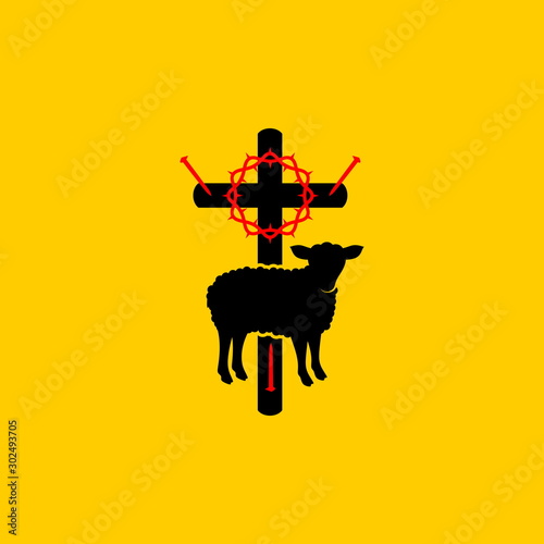 Christian symbols. Symbols of Jesus Christ are a cross, a crown of thorns, a sacrificial lamb and a shepherd's staff.