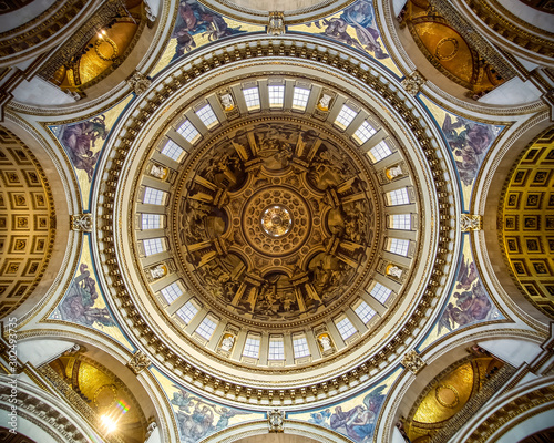 11.07.2019. London, UK, St Paul Cathedral. Splendid inside of the St Paul catherdal. Amazing, altar, frescos and cupola photo