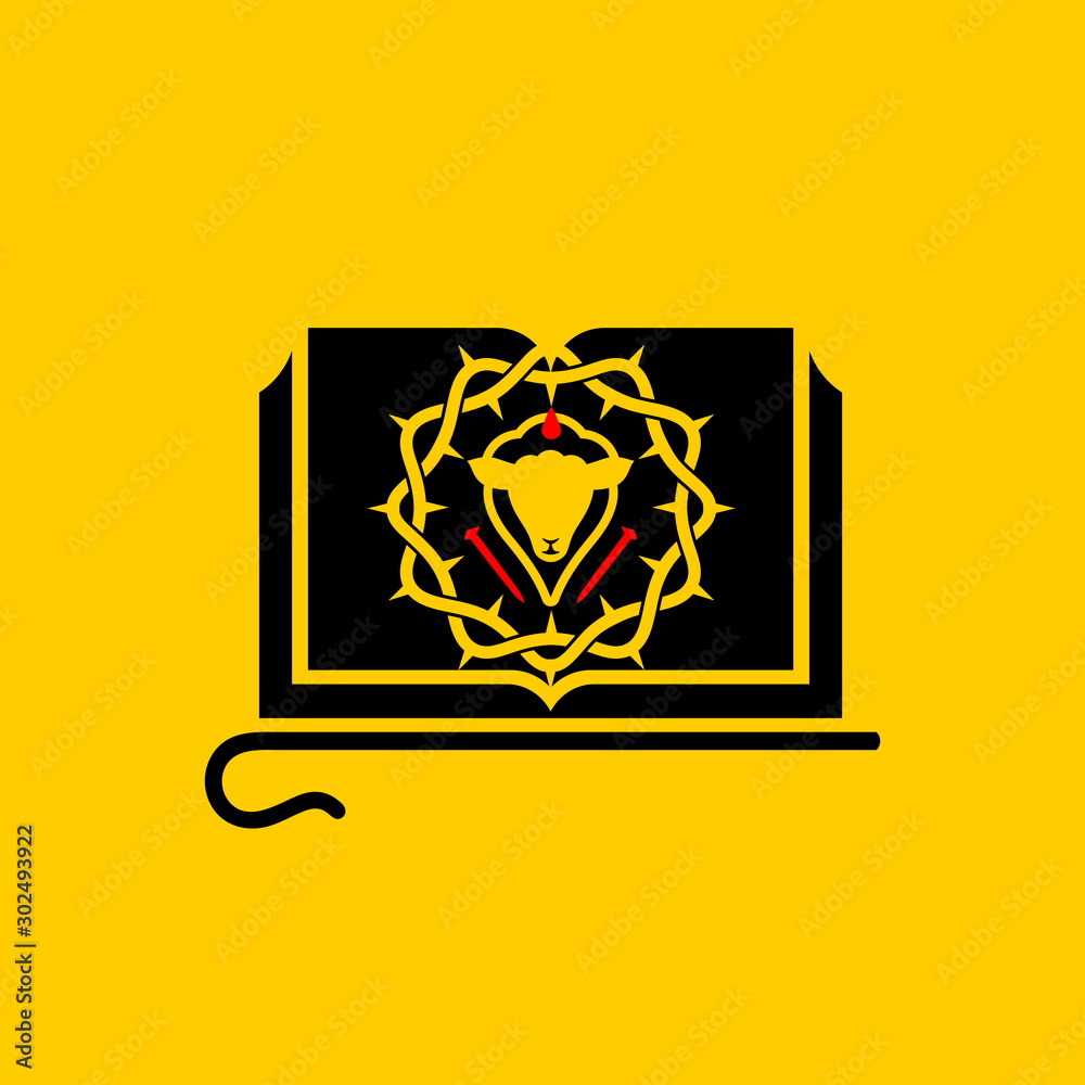 Christian symbols. The Bible and symbols of Jesus Christ are the crown of thorns, the sacrificial lamb and the shepherds staff. Christian symbols. The Bible and symbols of Jesus Christ are the crown of thorns, the sacrificial lamb and the shepherds staff.