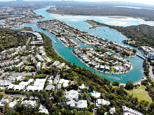Drone view of Noosa heads and Noosa Laguna