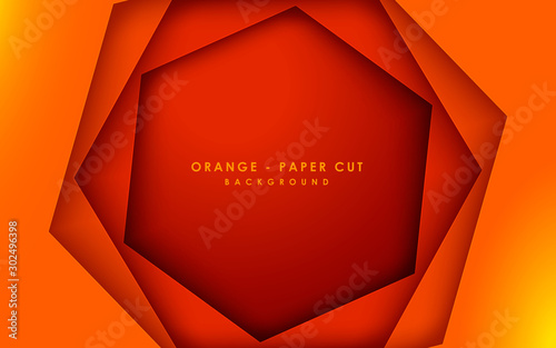 Abstract 3D hexagon papercut layer orange background