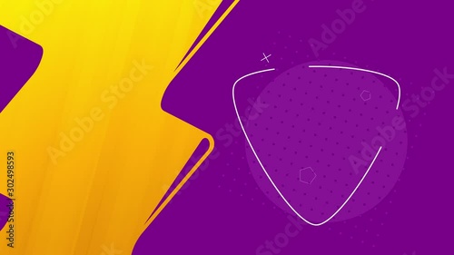 Violet and yellow background with abstract geometric figures, 4K, loop