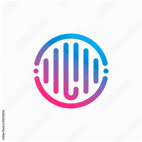 letter L with pulse concept. sound waves sign  bass  DJ. Suitable for Creative Industry  Multimedia  entertainment  technology  digital  Industry Music  Studio  Shop  and any related business - vector