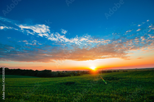 Green Field and Beautiful Sunset © Ruslan Ivantsov
