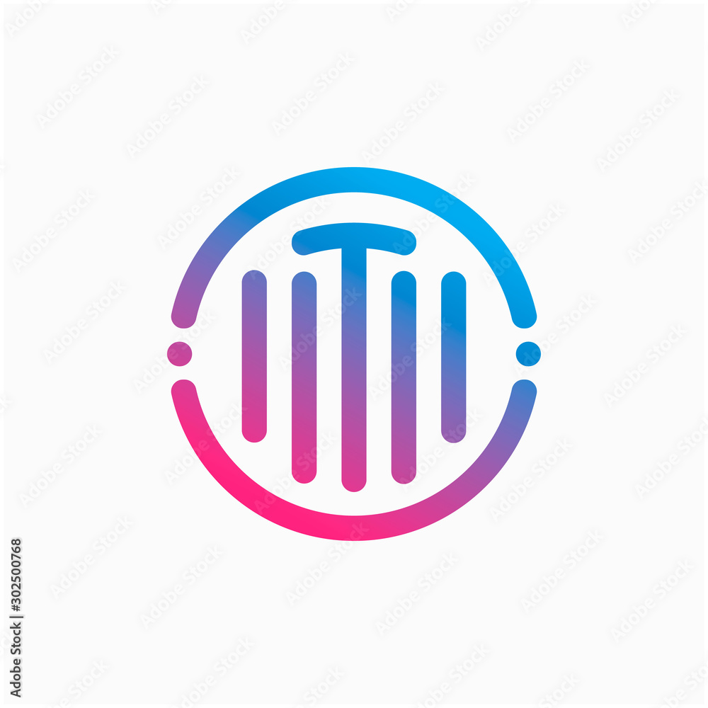letter T with pulse concept. sound waves sign, bass, DJ. Suitable for Creative Industry, Multimedia, entertainment, technology, digital, Industry Music, Studio, Shop, and any related business - vector