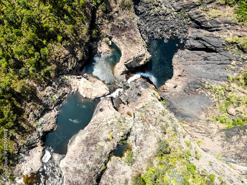 Aerial view directly over the top of Wallaman falls in Queensland, Australia. photo