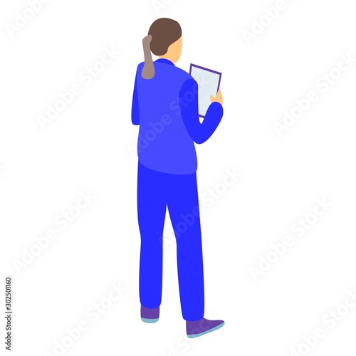 Woman doctor icon. Isometric of woman doctor vector icon for web design isolated on white background