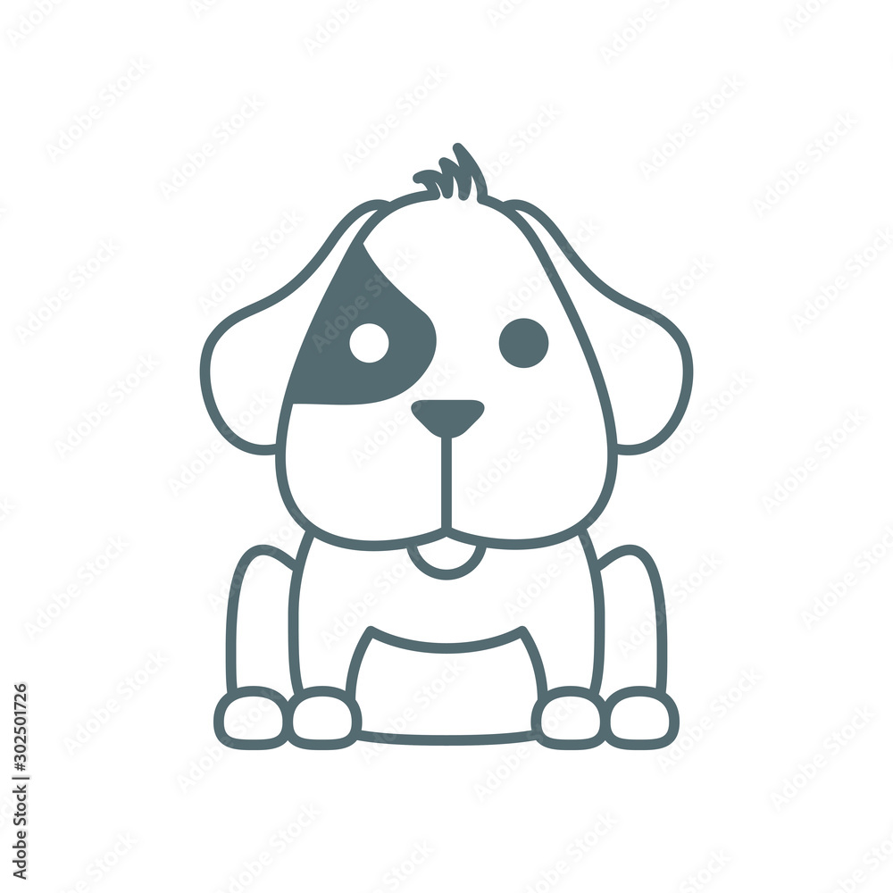Obraz premium cute little dachshund dog line style icon