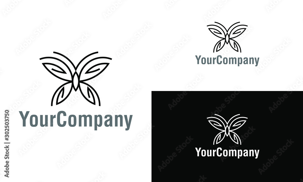 Linear butterfly logo template design. Creative vector emblem, for icon or design concept. Linear butterfly logo template design.