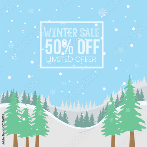 50 percent winter sale background