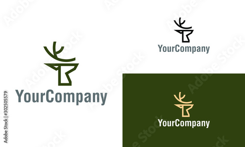 Linear deer logo template design. Creative vector emblem, for icon or design concept. Creative deer logo template design.