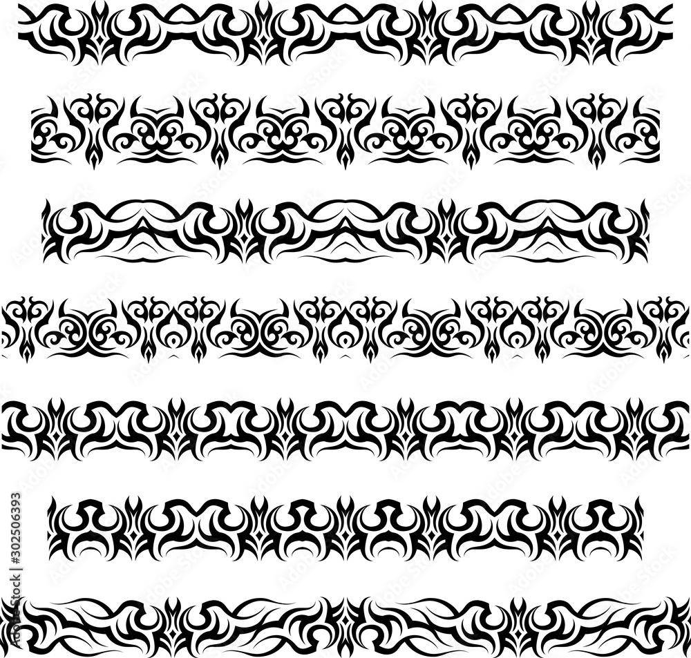 Fototapeta premium Tribal Tattoo Border Seamless Design