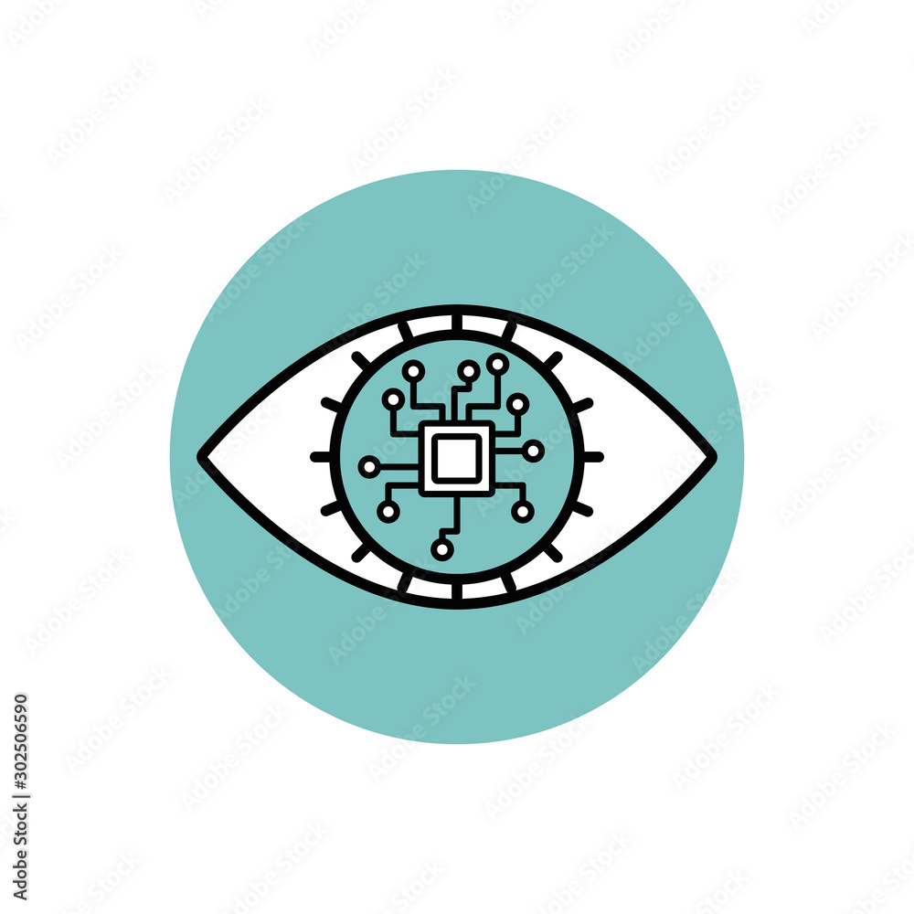 Eye and motherboard icon block design Eye and motherboard icon block design