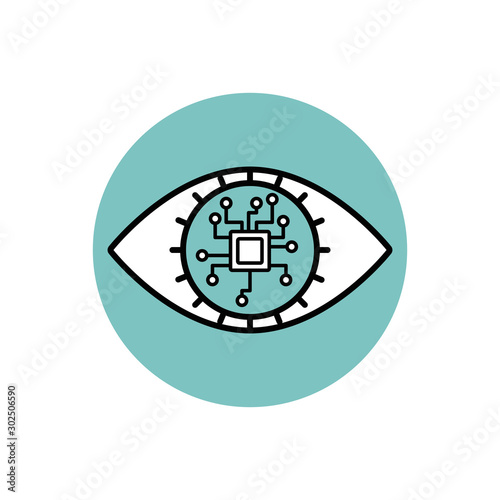 Eye and motherboard icon block design