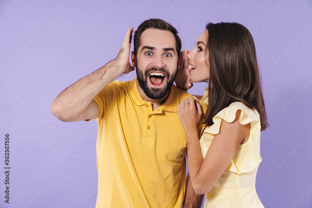 Happy excited beautiful young couple Happy excited beautiful young couple
