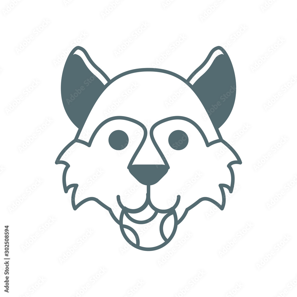 cute little dog German shepherd head with ball line style cute little dog German shepherd head with ball line style