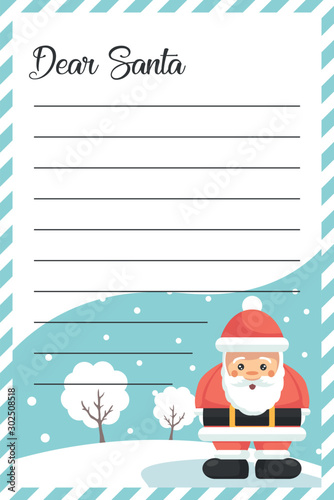 Message letter card for Santa Claus at Christmas
