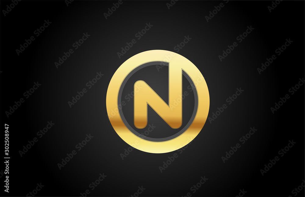 gold golden metal N alphabet letter logo design icon for luxury company or business gold golden metal N alphabet letter logo design icon for luxury company or business