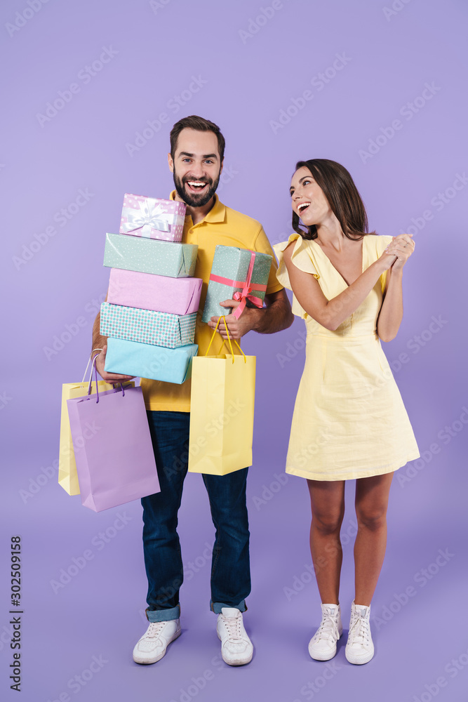 Happy excited beautiful young couple