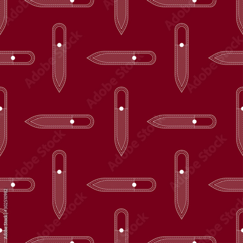 Seamless pattern nail file. Vector texture black on a white background. Thin lines symbol. Design for banner, flyer, poster or print, websites, web design, mobile app on white background.