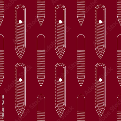 Seamless pattern nail file. Vector texture black on a white background. Thin lines symbol. Design for banner, flyer, poster or print, websites, web design, mobile app on white background.