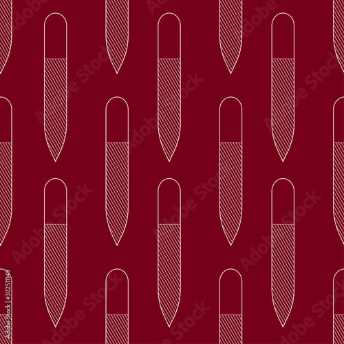 Seamless pattern nail file. Vector texture black on a white background. Thin lines symbol. Design for banner, flyer, poster or print, websites, web design, mobile app on white background.