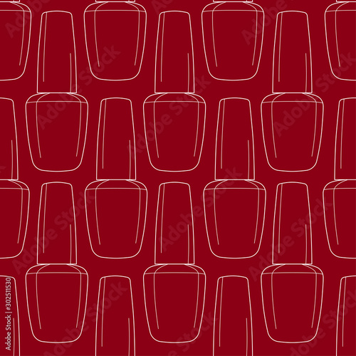 Seamless pattern nail polish bottle in black and white colors. Texture for banner, flyer, poster or print, websites, web design, mobile app on white background.