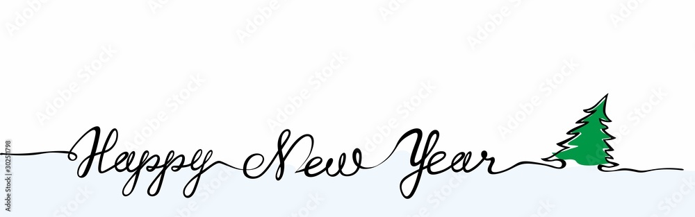 Happy New Year text hand drawn, hand lettering -- custom handmade calligraphy, vector. Winter holiday poster template. Wishing handwritten postcard. Happy New Year text hand drawn, hand lettering -- custom handmade calligraphy, vector. Winter holiday poster template. Wishing handwritten postcard.