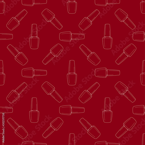 Seamless pattern nail polish bottle in black and white colors. Texture for banner, flyer, poster or print, websites, web design, mobile app on white background.