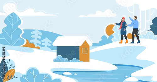 Family Rest in Countryside on Winter Holidays