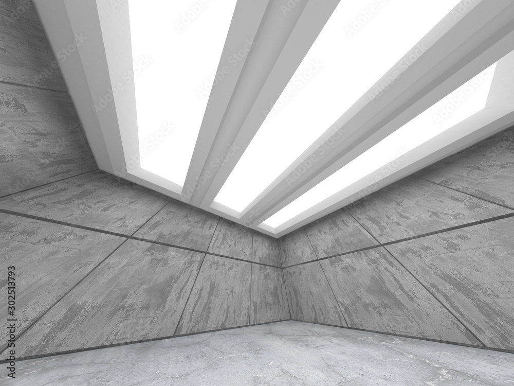 Obraz premium Dark concrete empty room. Modern architecture design