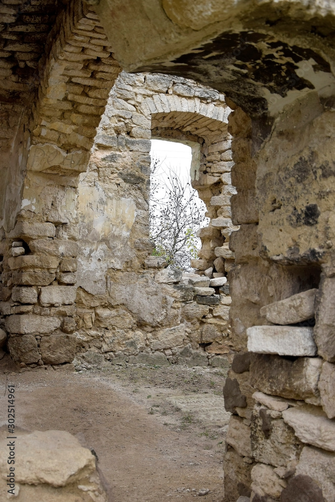 The ruins of an ancient Christian temple. Masonry, rooms with arched vaults.