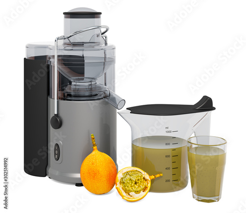 Grenadia juice with electric juicer, 3D rendering
