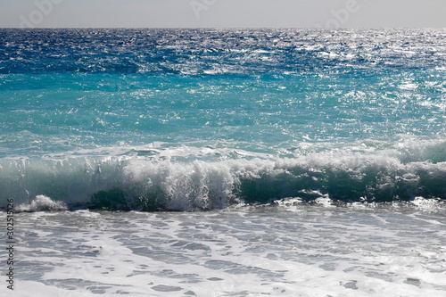 Sea waves by the Mediterranean sea shore