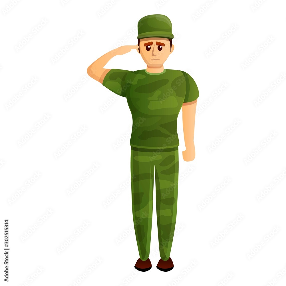 Soldier salute icon. Cartoon of soldier salute vector icon for web design isolated on white background