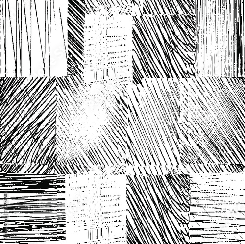 Worn down wallpaper pattern design. Broken plaster and grunge damask effect. Distressed overlay texture design. Vector illustration. Eps10.