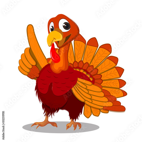 Happy Thanksgiving Day. Illustration Of Turkey Bird in Thanks Giving Celebration for greeting card, poster or flyer for holiday_Vector illustration. 