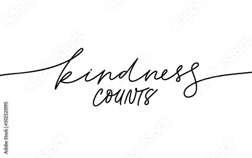 Kindness counts hand written monocolor lettering. Handwritten motivational phrase isolated vector calligraphy.