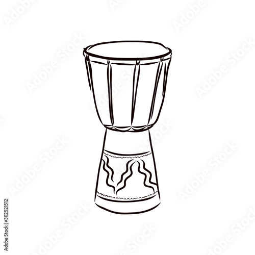 drum isolated on white background, tam-tam sketch 
